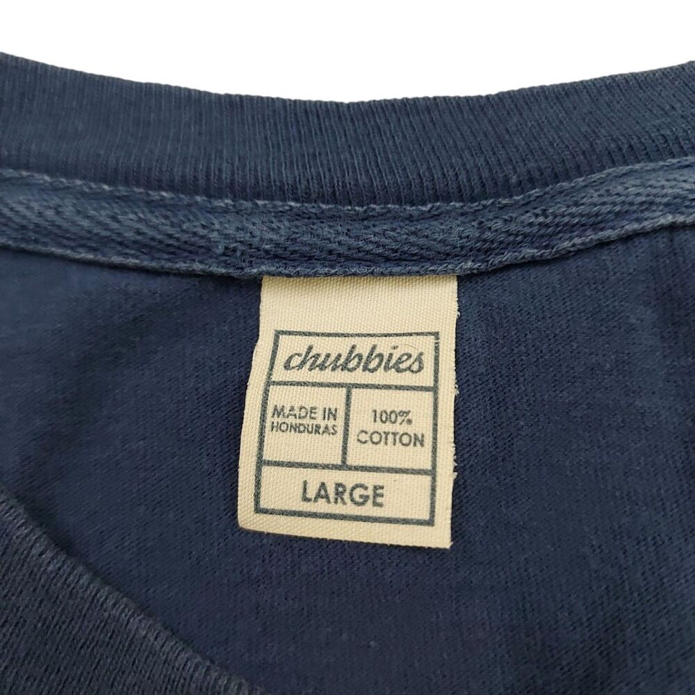 Chubbies Graphic Tee Mens Large Blue Cotton Long Sleeve Crew Neck Pocket Beach - Picture 8 of 10